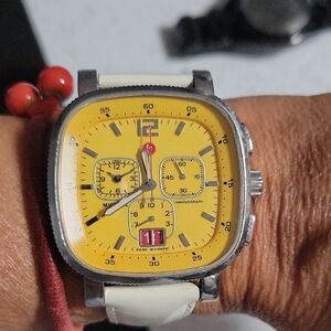 Michele Yellow and Silver Women's Watch